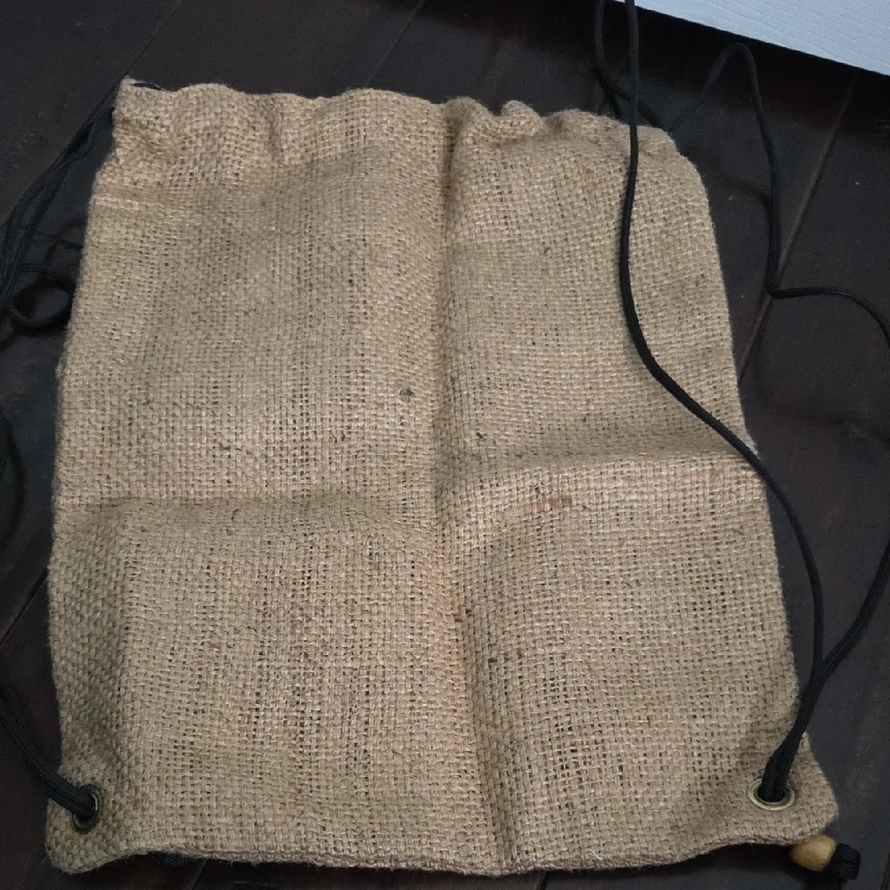 Java Monster Tan Burlap Drawstring Backpack - image 4